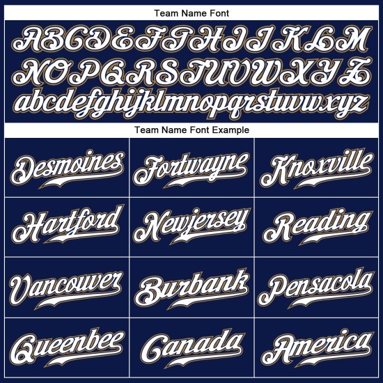 Benutzerdefiniertes authentisches Baseball-Trikot in Marineblau, Weiß und Altgold mit Nadelstreifen Benutzerdefiniertes authentisches Baseball-Trikot in Marineblau, Weiß und Altgold mit Nadelstreifen