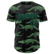 Authentische 3D Custom Jersey Schwarz Design Krokodil Muster Grün Kelly Baseball Authentische 3D Custom Jersey Schwarz Design Krokodil Muster Grün Kelly Baseball