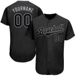Benutzerdefiniertes schwarzes und graues authentisches Baseball-Trikot Benutzerdefiniertes schwarzes und graues authentisches Baseball-Trikot