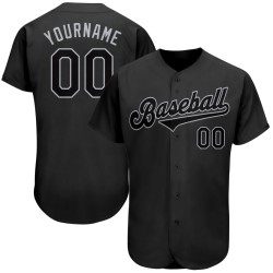 Benutzerdefiniertes schwarzes und graues authentisches Baseball-Trikot