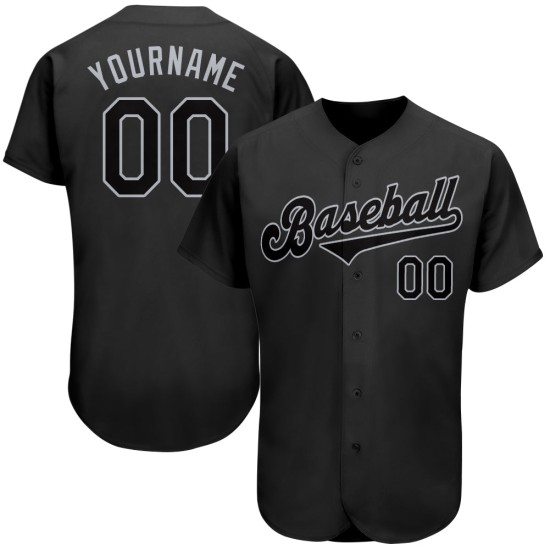 Benutzerdefiniertes schwarzes und graues authentisches Baseball-Trikot Benutzerdefiniertes schwarzes und graues authentisches Baseball-Trikot