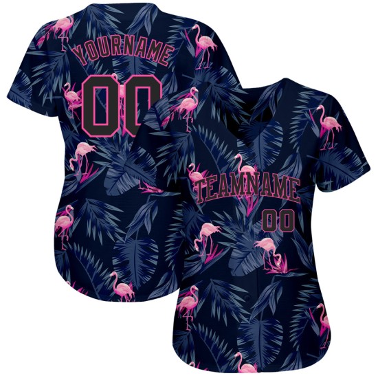 Benutzerdefiniertes 3D-Musterdesign Hawaii Flamingo Authentic Baseball Jersey Benutzerdefiniertes 3D-Musterdesign Hawaii Flamingo Authentic Baseball Jersey