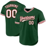 Weiß-Rotes Baseball Throwback Authentic Green Custom Jersey Weiß-Rotes Baseball Throwback Authentic Green Custom Jersey