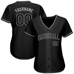 Benutzerdefiniertes schwarzes und graues authentisches Baseball-Trikot Benutzerdefiniertes schwarzes und graues authentisches Baseball-Trikot