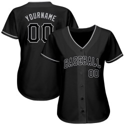 Benutzerdefiniertes schwarzes und graues authentisches Baseball-Trikot