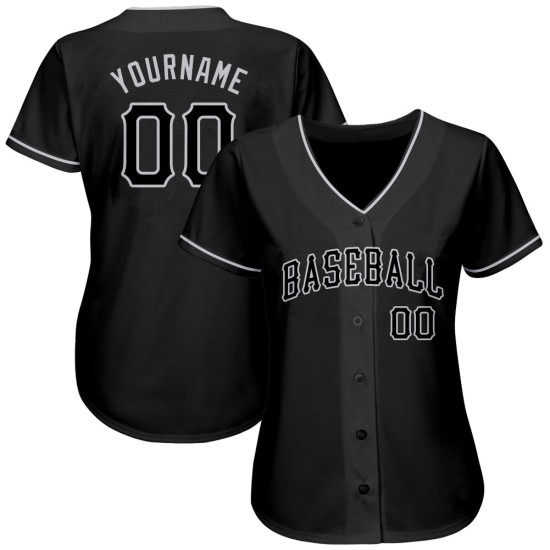 Benutzerdefiniertes schwarzes und graues authentisches Baseball-Trikot Benutzerdefiniertes schwarzes und graues authentisches Baseball-Trikot