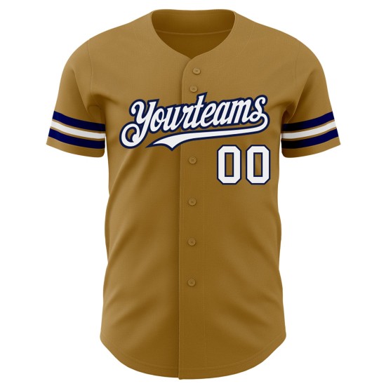 Weiß-Marineblau Authentic Baseball Custom Old Jersey Gold Weiß-Marineblau Authentic Baseball Custom Old Jersey Gold