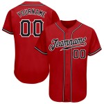 Benutzerdefiniertes authentisches rot-schwarz-weißes Baseball-Trikot Benutzerdefiniertes authentisches rot-schwarz-weißes Baseball-Trikot