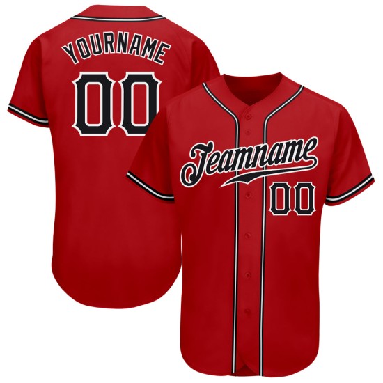 Benutzerdefiniertes authentisches rot-schwarz-weißes Baseball-Trikot Benutzerdefiniertes authentisches rot-schwarz-weißes Baseball-Trikot