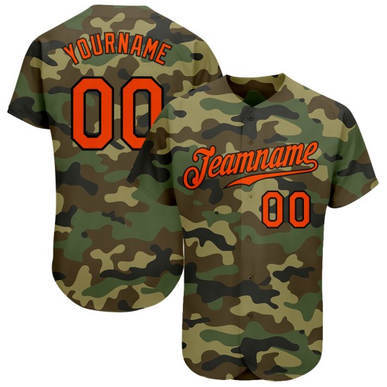 Benutzerdefiniertes Camo Orange-Schwarz Authentic Salute To Service Baseball-Trikot Benutzerdefiniertes Camo Orange-Schwarz Authentic Salute To Service Baseball-Trikot
