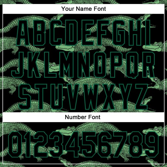 Authentische 3D Custom Jersey Schwarz Design Krokodil Muster Grün Kelly Baseball Authentische 3D Custom Jersey Schwarz Design Krokodil Muster Grün Kelly Baseball