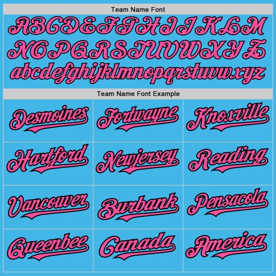 Pink-Schwarzes Trikot mit benutzerdefinierten authentischen Armfarben, Himmelblau, Baseballblau 3 Pink-Schwarzes Trikot mit benutzerdefinierten authentischen Armfarben, Himmelblau, Baseballblau 3