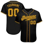 Benutzerdefiniertes authentisches Baseballtrikot in Schwarz und Gold Benutzerdefiniertes authentisches Baseballtrikot in Schwarz und Gold