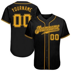 Benutzerdefiniertes authentisches Baseballtrikot in Schwarz und Gold