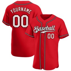 Benutzerdefiniertes rot-weiß-schwarzes authentisches Baseball-Trikot