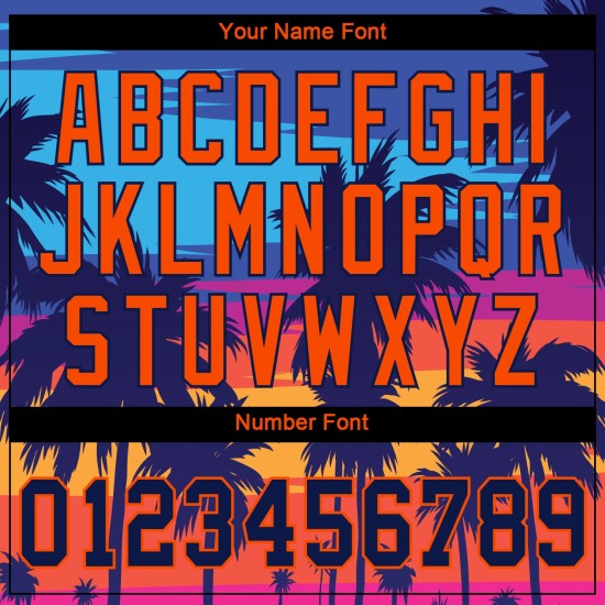 Benutzerdefinierte Royal Navy-Orange 3D Muster Design Palmen Authentische Baseball Jersey Benutzerdefinierte Royal Navy-Orange 3D Muster Design Palmen Authentische Baseball Jersey