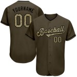 Benutzerdefiniertes Olive Camo-Schwarz Authentic Salute To Service Baseball-Trikot Benutzerdefiniertes Olive Camo-Schwarz Authentic Salute To Service Baseball-Trikot