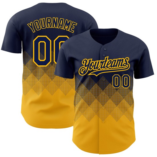 Baseball Jersey Formen Gradienten 3D Gold Navy Quadrat Authentische Muster Design Custom Baseball Jersey Formen Gradienten 3D Gold Navy Quadrat Authentische Muster Design Custom