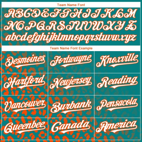 Baseball Aqua Custom Print 3D-Design Muster Mode Weiß-Orange Leopard Jersey Authentic Fade Baseball Aqua Custom Print 3D-Design Muster Mode Weiß-Orange Leopard Jersey Authentic Fade