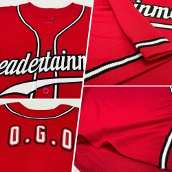 Benutzerdefiniertes rot-weiß-schwarzes authentisches Baseball-Trikot Benutzerdefiniertes rot-weiß-schwarzes authentisches Baseball-Trikot