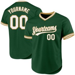 Gold Throwback Custom Weiß-Altgrün Jersey Baseball Authentic