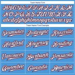 Benutzerdefiniertes authentisches Baseball-Trikot in Puderblau, Weiß und Rot Benutzerdefiniertes authentisches Baseball-Trikot in Puderblau, Weiß und Rot