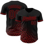 Design Schwarz Verblassen Benutzerdefinierte Leopard 3D Muster Authentische Jersey Druck Baseball Mode Rot Design Schwarz Verblassen Benutzerdefinierte Leopard 3D Muster Authentische Jersey Druck Baseball Mode Rot