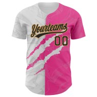Baseball Gold Schwarz 3D Jersey Graffiti Muster Custom Scratch Authentic Pink-Old Baseball Gold Schwarz 3D Jersey Graffiti Muster Custom Scratch Authentic Pink-Old