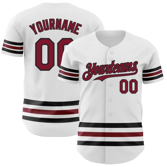Crimson-Schwarz Baseball Jersey Weiß Authentic Line Custom Crimson-Schwarz Baseball Jersey Weiß Authentic Line Custom