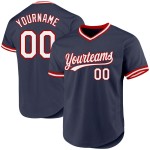 Weiß-Rotes Jersey Navy Throwback Authentic Baseball Custom Weiß-Rotes Jersey Navy Throwback Authentic Baseball Custom