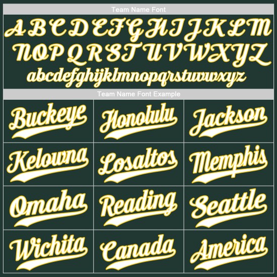 Benutzerdefiniertes authentisches grün-weiß-goldenes Baseballtrikot Benutzerdefiniertes authentisches grün-weiß-goldenes Baseballtrikot