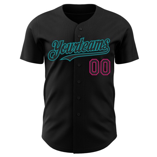 Authentisches benutzerdefiniertes Pink-Teal Baseball Black Jersey Hot Authentisches benutzerdefiniertes Pink-Teal Baseball Black Jersey Hot