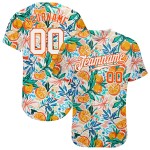 Benutzerdefinierte Weiß Orange 3D Muster Design Obst Authentische Baseball Jersey Benutzerdefinierte Weiß Orange 3D Muster Design Obst Authentische Baseball Jersey