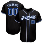 Benutzerdefiniertes authentisches Baseball-Trikot in Schwarz-Royal-Weiß Benutzerdefiniertes authentisches Baseball-Trikot in Schwarz-Royal-Weiß
