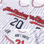 Benutzerdefiniertes weißes schwarzes Nadelstreifen-rot-schwarzes authentisches Baseball-Trikot Benutzerdefiniertes weißes schwarzes Nadelstreifen-rot-schwarzes authentisches Baseball-Trikot