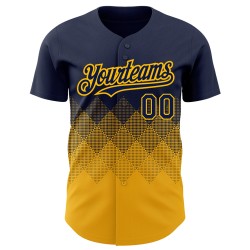 Baseball Jersey Formen Gradienten 3D Gold Navy Quadrat Authentische Muster Design Custom Baseball Jersey Formen Gradienten 3D Gold Navy Quadrat Authentische Muster Design Custom