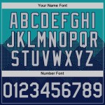 Quadratisches Muster Authentisches Design Teal Shapes Custom Gradient Baseball Grau-Marineblau Jersey 3D Quadratisches Muster Authentisches Design Teal Shapes Custom Gradient Baseball Grau-Marineblau Jersey 3D