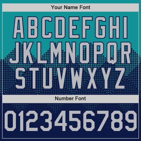 Quadratisches Muster Authentisches Design Teal Shapes Custom Gradient Baseball Grau-Marineblau Jersey 3D Quadratisches Muster Authentisches Design Teal Shapes Custom Gradient Baseball Grau-Marineblau Jersey 3D