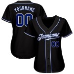 Benutzerdefiniertes authentisches Baseball-Trikot in Schwarz-Royal-Weiß Benutzerdefiniertes authentisches Baseball-Trikot in Schwarz-Royal-Weiß