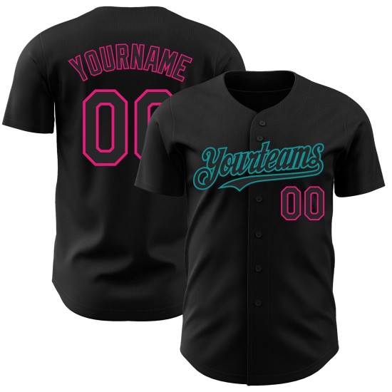 Authentisches benutzerdefiniertes Pink-Teal Baseball Black Jersey Hot Authentisches benutzerdefiniertes Pink-Teal Baseball Black Jersey Hot
