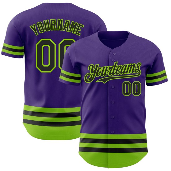 Authentic Custom Jersey Line Grün Baseball Lila Schwarz-Neon Authentic Custom Jersey Line Grün Baseball Lila Schwarz-Neon