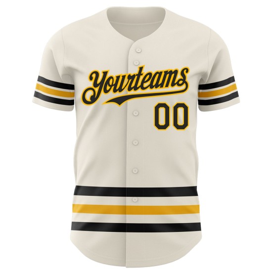 Custom Line Creme Jersey Authentic Schwarz-Gold Baseball Custom Line Creme Jersey Authentic Schwarz-Gold Baseball