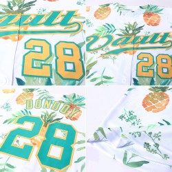 Benutzerdefiniertes weißes Kelly Green-Gold 3D-Musterdesign Hawaii Ananas Authentic Baseball Jersey