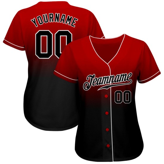 Benutzerdefinierte rot schwarz-weiß authentische verblasst Mode Baseball Jersey Benutzerdefinierte rot schwarz-weiß authentische verblasst Mode Baseball Jersey