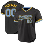 Leichtes authentisches schwarzes Throwback Custom Baseball Jersey Blau-Gold Leichtes authentisches schwarzes Throwback Custom Baseball Jersey Blau-Gold