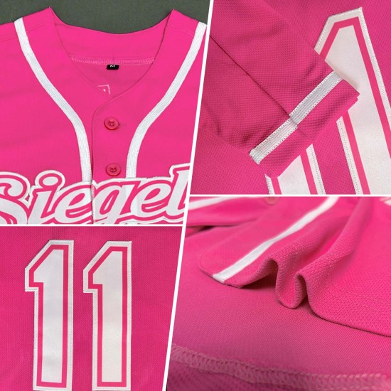 Benutzerdefiniertes authentisches rosa-weißes Baseball-Trikot Benutzerdefiniertes authentisches rosa-weißes Baseball-Trikot