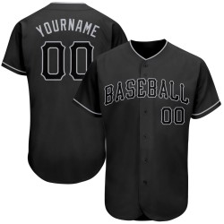 Benutzerdefiniertes schwarzes und graues authentisches Baseball-Trikot