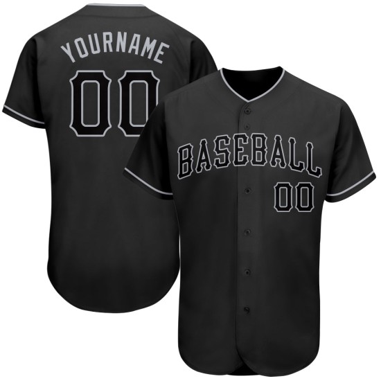 Benutzerdefiniertes schwarzes und graues authentisches Baseball-Trikot Benutzerdefiniertes schwarzes und graues authentisches Baseball-Trikot