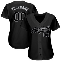 Benutzerdefiniertes schwarzes und graues authentisches Baseball-Trikot Benutzerdefiniertes schwarzes und graues authentisches Baseball-Trikot