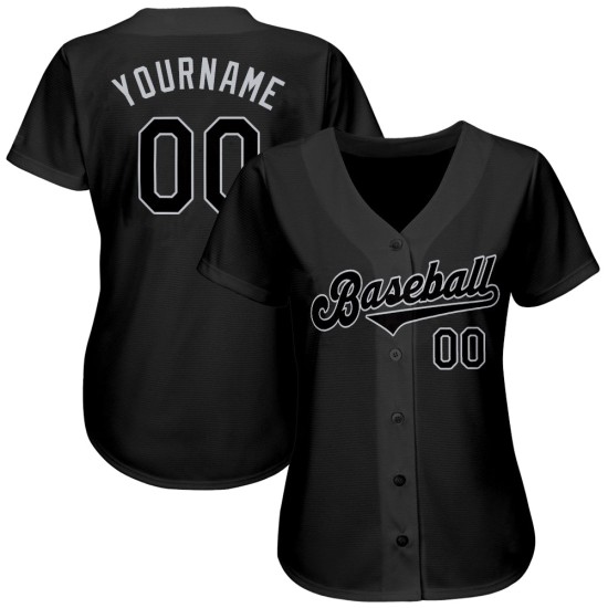 Benutzerdefiniertes schwarzes und graues authentisches Baseball-Trikot Benutzerdefiniertes schwarzes und graues authentisches Baseball-Trikot